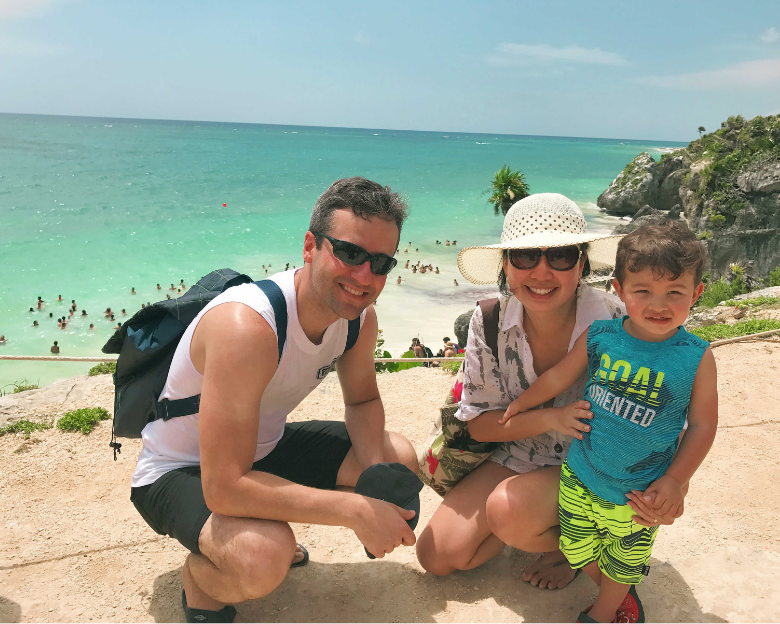 CANCUN (México) - César, Danielle e Júlio, curtiram praias, história maia e a energia de Cancún.