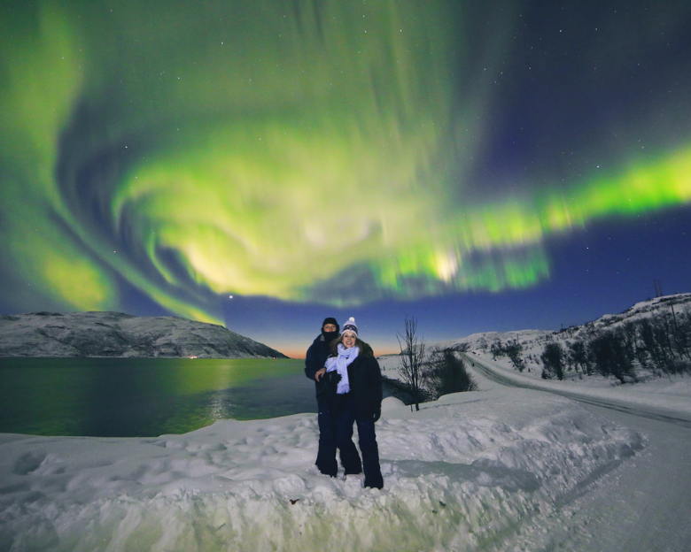 TROMSO (Noruega) - Athos e Wilma, realizaram o sonho de ver a Aurora Boreal nos países nórdicos.